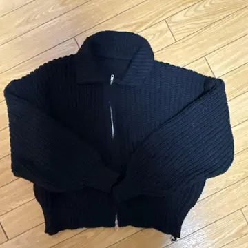 블랙 집업 니트 스웨터 긴팔