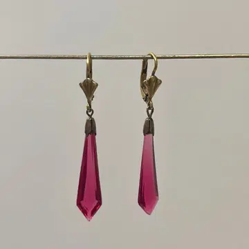 [ 빈티지 ] 베리 컬러 유리 드롭 귀걸이
