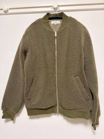 보아 더블 지퍼 블루종 카키 무지 S