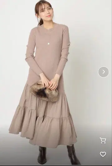 [ 새상품급 ] 마이 스트라다 티어드 도킹 니트 원피스 베이지