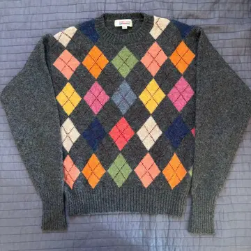 PORTLAND 아가일 니트 스웨터 구제 의류 다이아