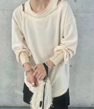 레이어드 디자인 와플 상의 오버 사이즈 ISOOK