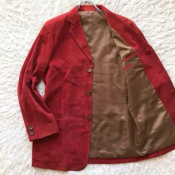 [ 새상품급 레어 컬러 램 가죽 ] 뱀프스 가죽 테일러드 자켓 레드