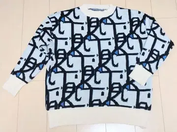 택 포함 새상품 Sibra 모노그램 올 패턴 니트 스웨터 크루넥