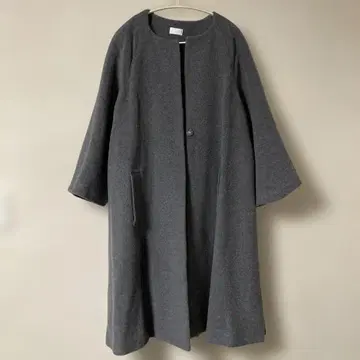 소노 sono 플레어 a라인 노카라 코트 롱 코트 그레이