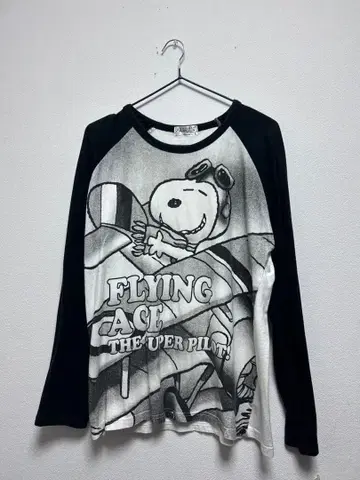 스누피 00s 긴팔 티셔츠 블랙 레어템 아메카지 스트릿 y2k