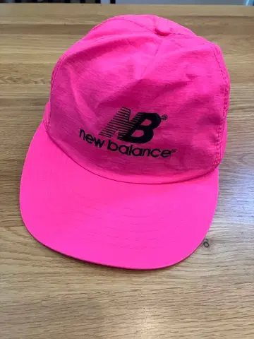 90s New Balance 나일론 캡 형광 핑크 러닝 Y2K