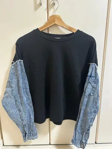 데님 슬리브 블랙 트레이닝복 F 사이즈
