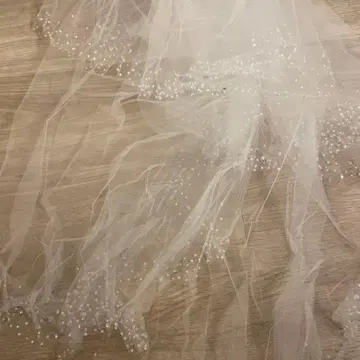 화이트 비즈 장식 웨딩 베일 와타베