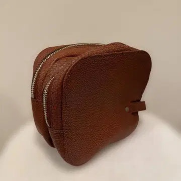 aniary 브라운 가죽 클러치백 더블 지퍼 아니아리