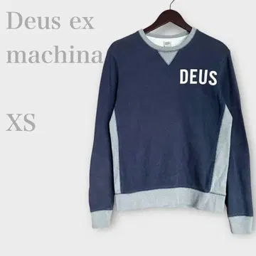 로고 트레이닝복 맨투맨 풀오버 네이비 XS 아메카지