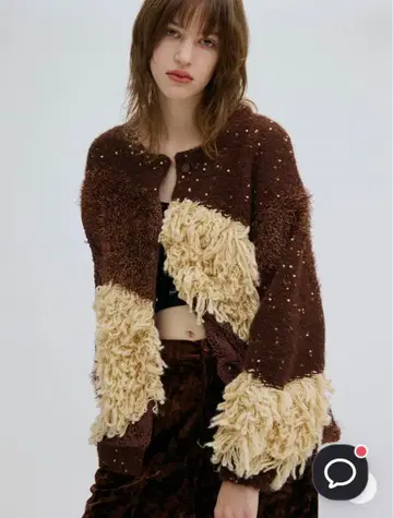 UND MIX YARN PATCHWORK KNIT CARDIGAN