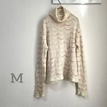 캐시미어 100% 터틀넥 얇은 소재 니트 상의 크림색 M