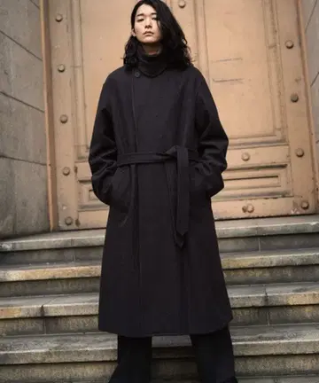 SMOOTH HERRINGBONE MAXI OVER COAT 벨트 없음