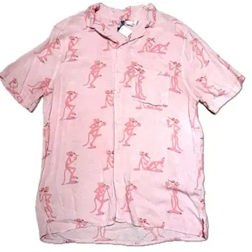 [구제 의류] 핑크팬서 반팔 셔츠 하와이안 빈티지