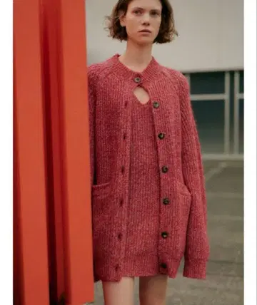 FRAY I.D 롱 가디건 & 미니 니트 원피스 세트