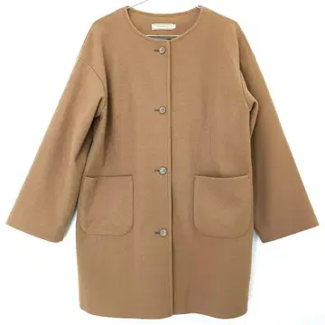 CROCODILE 크로커다일 노카라 코트 브라운 미들 기장 코트 L