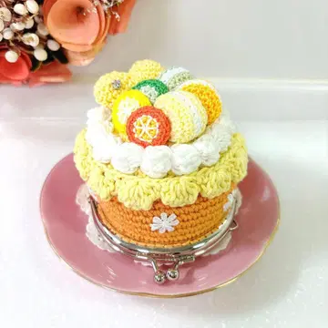 핸드메이드 디저트 가마구치 빅 시트러스 마카롱 케이크 파우치