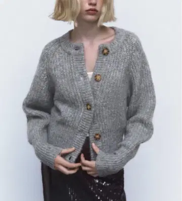 ZARA 그레이 니트 가디건 긴팔