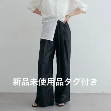 [ 새상품 택 포함 ] LARUTA 코팅 로운 개더 팬츠 (블랙)