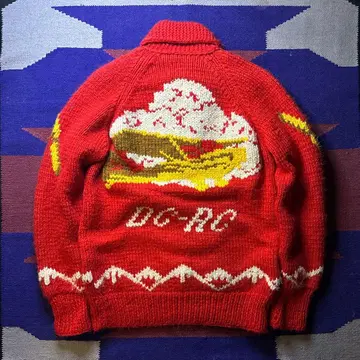 60s 카우친 니트 전투기 빨간색 C&C 지퍼