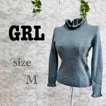 [ i23 ] [ GRL ] 그레이 하이넥 상의 [ M ] 슬림 새상품급