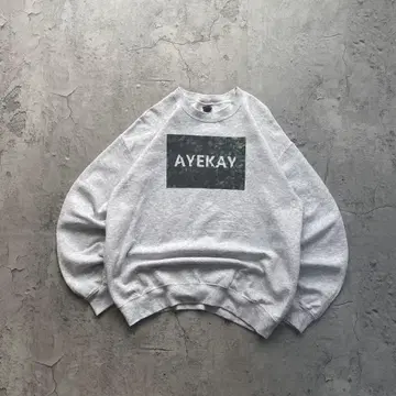 길단 USA 구제 의류 AYEKAY 프린트 맨투맨 트레이닝복 화이트