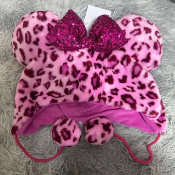 레오파드 무늬 핑크 미니 팬캡
