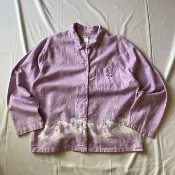 레어 00s 파자마 셔츠 퍼플 그런지 Y2K 헤이세이 인기 구제 의류
