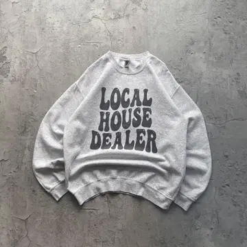 길단 USA 구제 의류 삼단 프린트 영문 맨투맨 트레이닝복 화이트