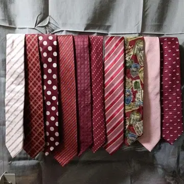 넥타이 세트 빨간색 계열 도트 스트라이프