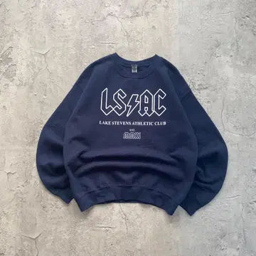 길단 USA 구제 의류 LSAC 삼단 프린트 맨투맨 트레이닝복 네이비