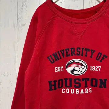 [ 인기 ] 챔피온 휴스턴 대학 칼리지 로고 맨투맨 래글런 빨간색