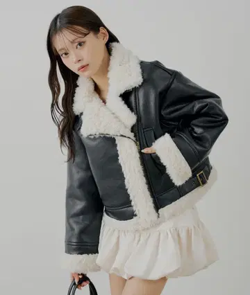 chico 보아 가죽 라이더 자켓