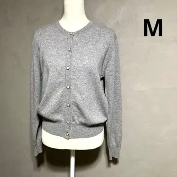 쿠레쥬 캐시미어 100% 가디건 그레이 로고 버튼 베이직