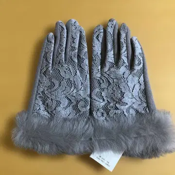 레이스 장식의 그레이 겨울용 장갑