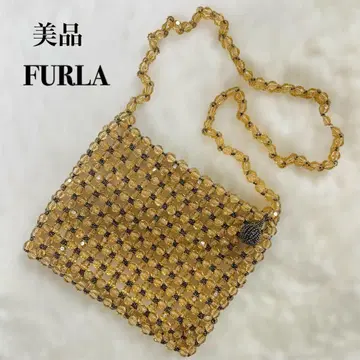 새상품급 FURLA 훌라 비즈 백 샴페인 골드 빈티지 레어