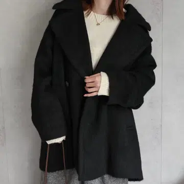 미들 기장 샤기 피 코트