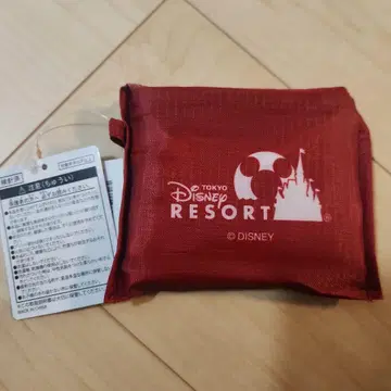 디즈니 쇼핑백 에코백 빨간색 파크 푸드 패턴