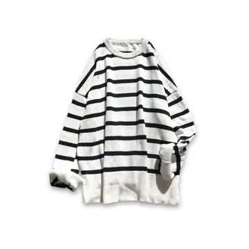 거의 미사용 Deuxieme Classe 코튼 보더 니트 크루 현행