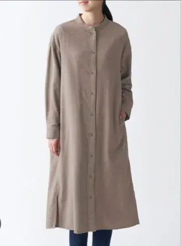 MUJI 밴드 카라 플란넬 셔츠 원피스
