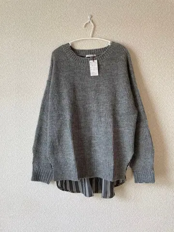 새상품 Hush Puppies (허시파피) 니트 x 면 혼방 도킹 상의