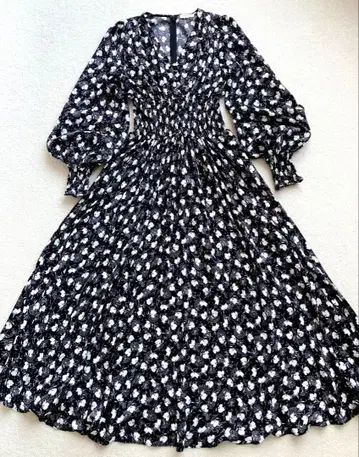 프레이 아이디 허리 셔링 프린트 원피스