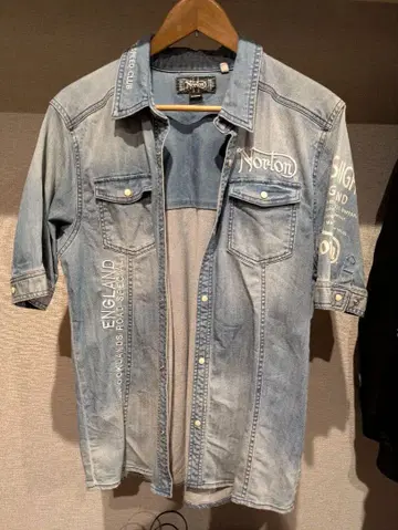 Norton 자수 로고 데님 셔츠 L