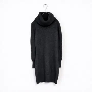 UNIQLO 알파카 혼방 오프 터틀 니트 원피스 퍼프 슬리브 그레이 M