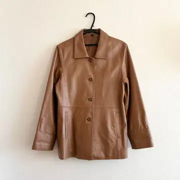 구제 의류 가죽풍 자켓 긴팔 브라운
