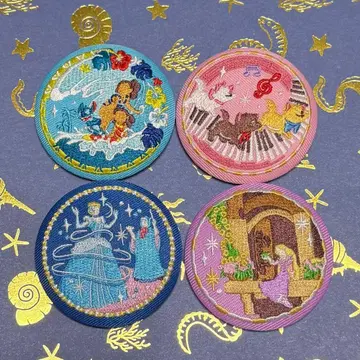 디즈니 캐릭터 자수 캔뱃지 4개 세트