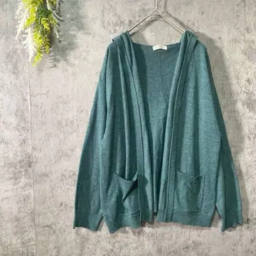 사만사 모스모스 긴팔 가디건 겉옷 후드 부착 울 혼방 포켓 부착