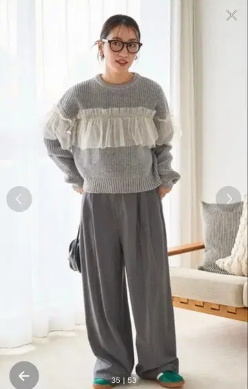 FREAK'S STORE 2WAY 밑단 프릴 숏 풀오버 그레이