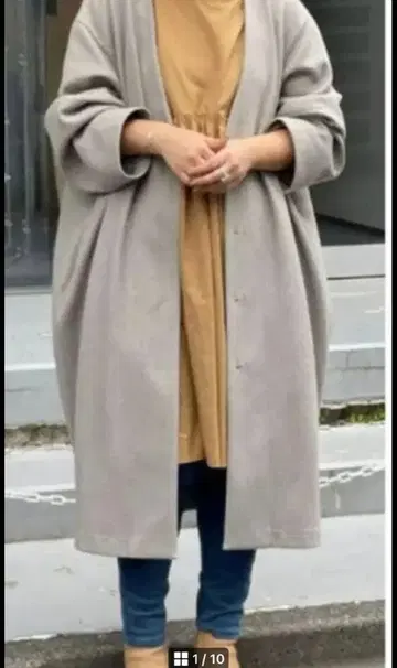 비어즐리 BEARDSLEY 롱 코트 울 라이크 벌룬 코트